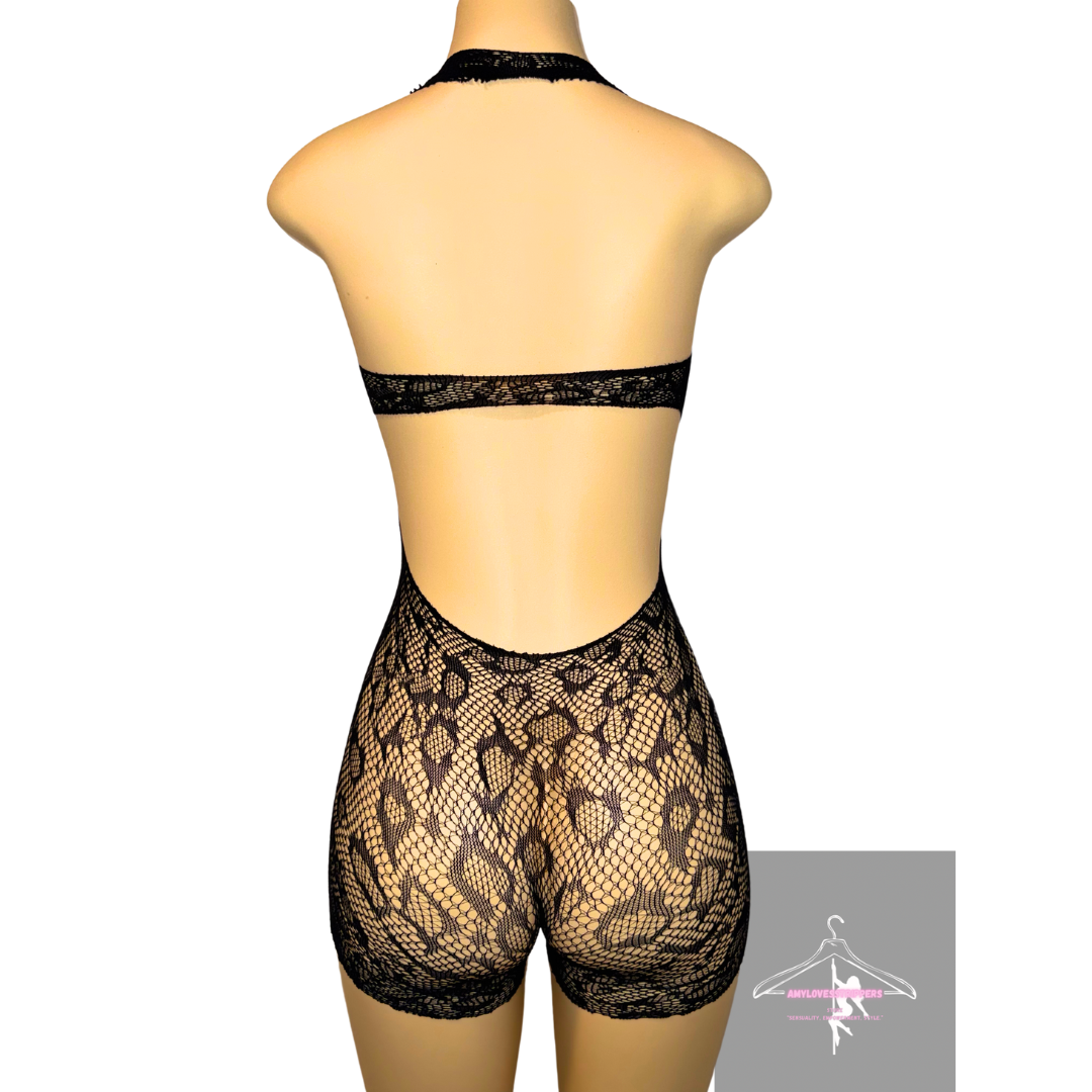 Mono de Encaje Transparente con Diseño de Animal Print